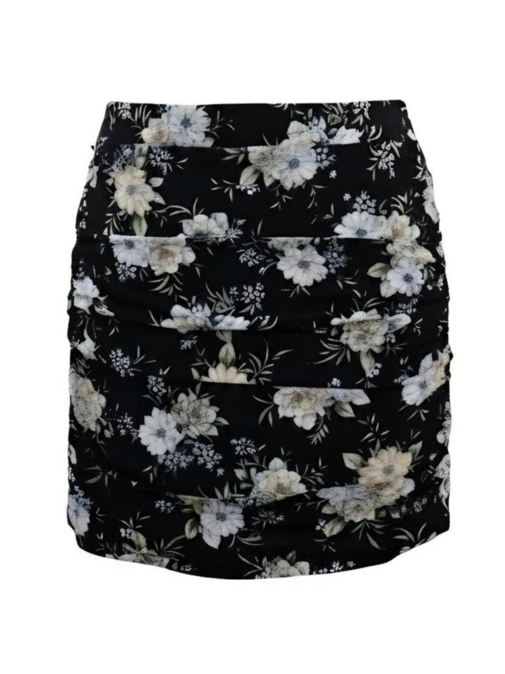 torrid Black Floral Ruched Mini Skirt